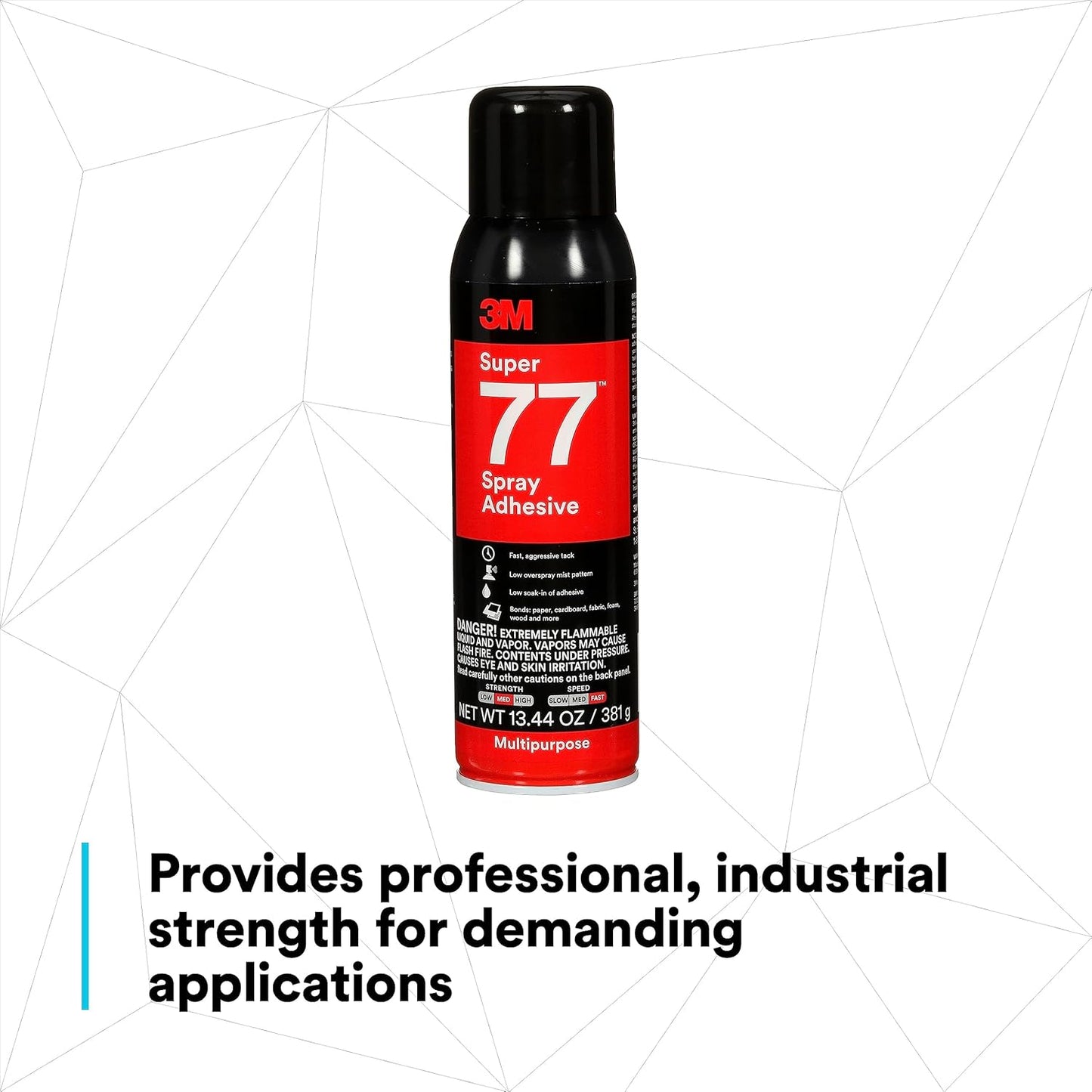 3M Super 77 Multipurpose Permanent Spray Adhesive Glue, Paper, Cardboard, Fabric, Plastic, Metal, Wood, Net Wt 13.44 oz (Pack of 2)