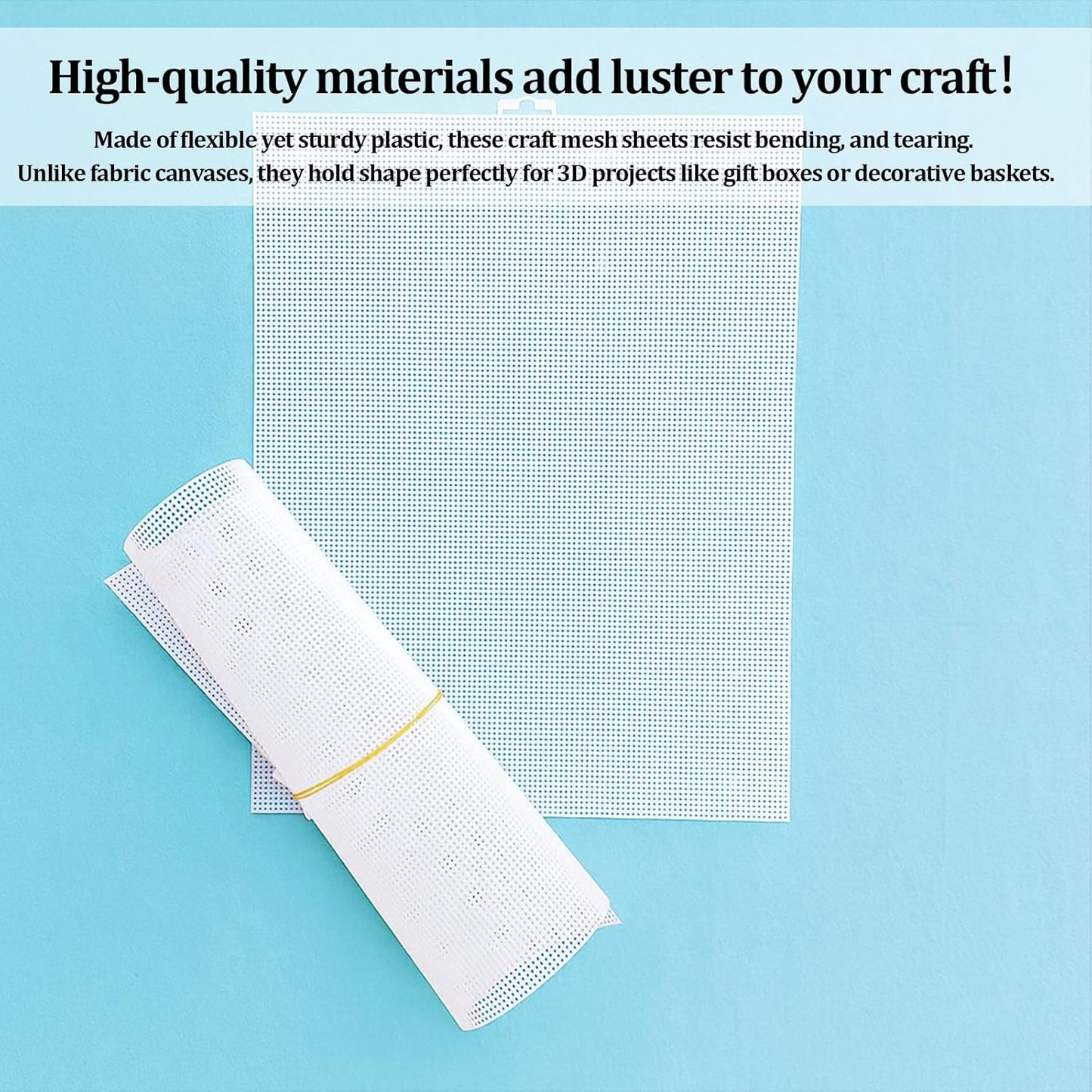 Plastic Canvas Sheets 13.4” x 10.4” Per Sheet, 2.5mm Mesh (About with 7 Holes per inch) Easy-to-Cut Needlepoint Canvas for Cross Stitch, Embroidery, DIY Crafts & Aquarium Dividers (4 Piece)