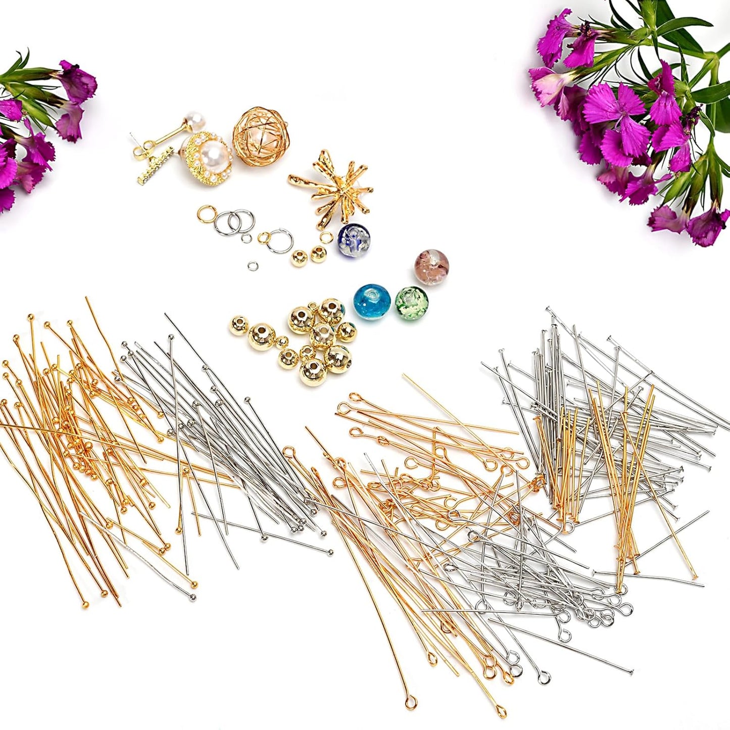 100pcs 18K Gold Filled Flat Head Pins Non Tarnish Craft Earring Bracelet Jewelry Making Accessories Supplies (50mm (1.96in), Gold-Flat Head Pin)