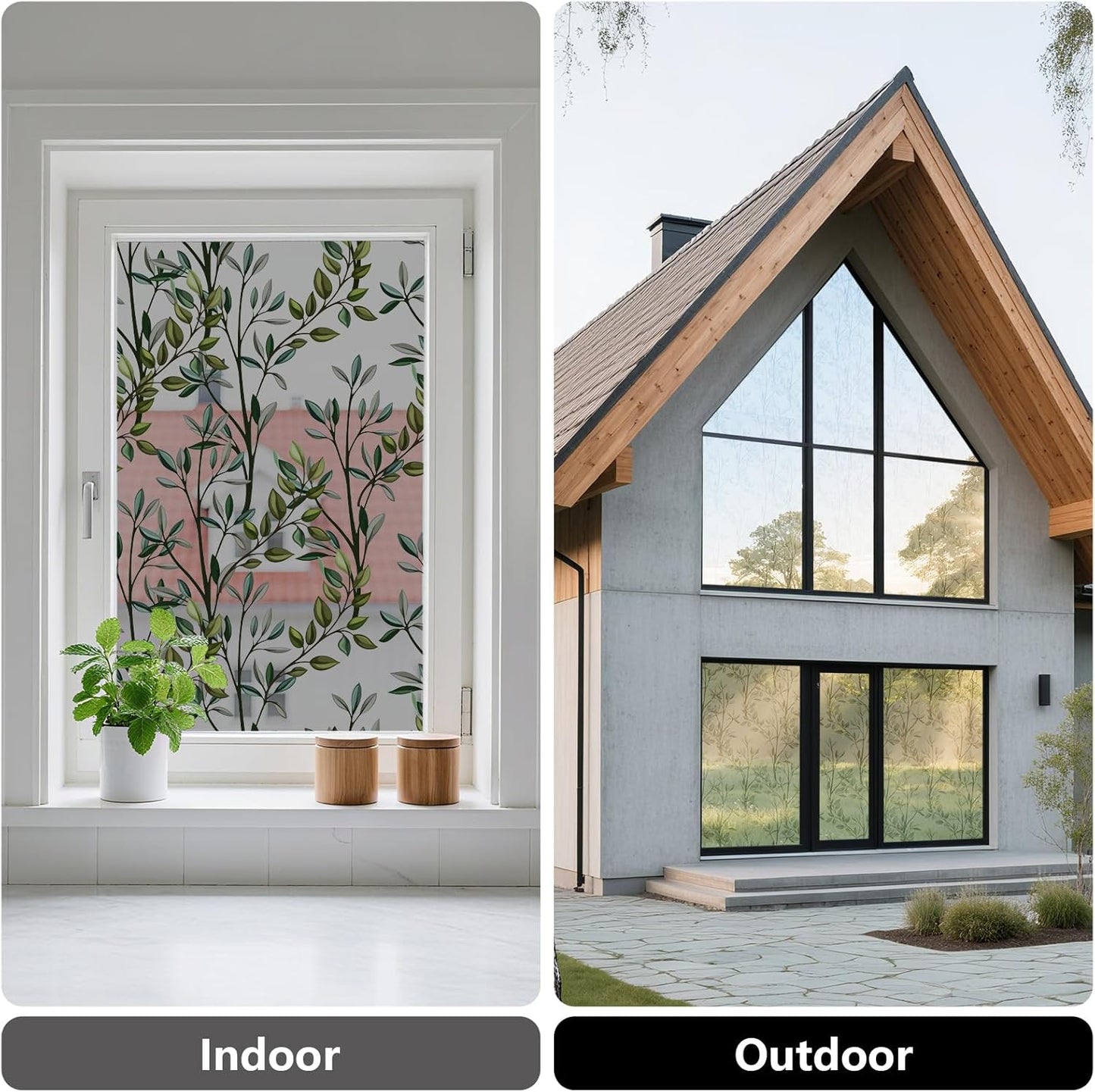 NINETREX One Way Window Privacy Film, Daytime Privacy Static Cling Sun Blocking Anti UV Reflective Window Tint for Home and Office 23.6 x 78.7 inches, Black Silver Leaf