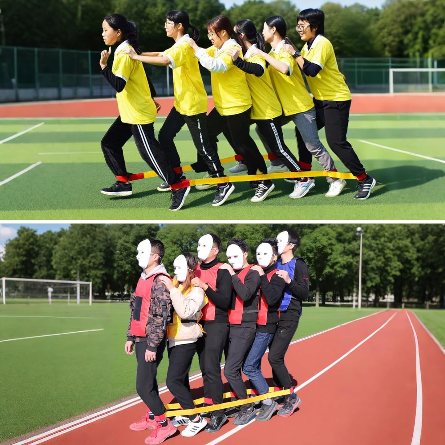 Sonyabecca Cooperative Band Walker 5-Legged Race Band Set Game Teamwork Training for Children Adult, 6-Legged Race Band 2 Sets 5-Legged Race Band