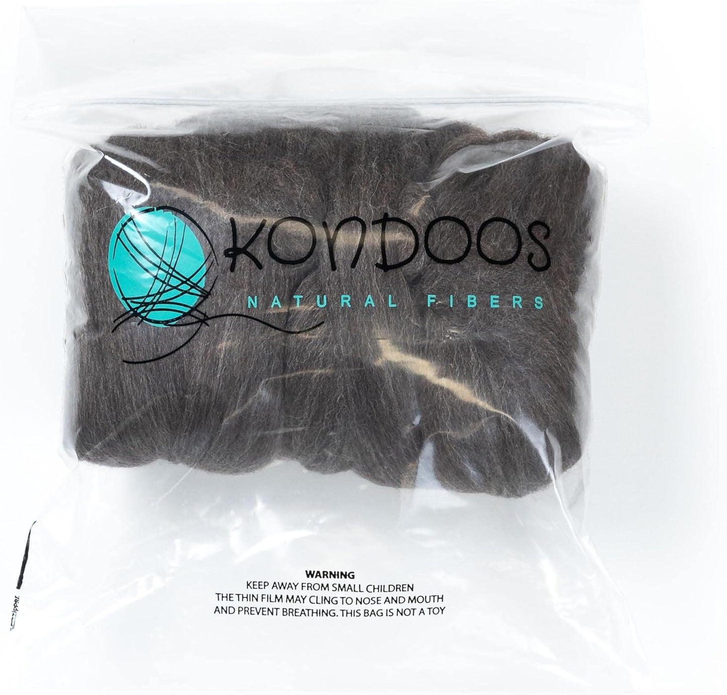 Kondoos Natural Wool roving, 8 OZ. Best for Needle Felting, handcrafts and Spinning. Natural Colours, un-Dyed. (Brown Mocha, 8 oz)