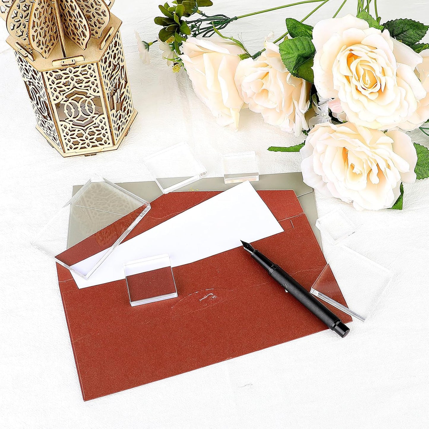 Clear Acrylic Stamping Blocks, 6 Pcs Transparent Jewelry Display Risers Base Wedding Flat Lay Props for Photography Crafts Stamping Card Making Tools