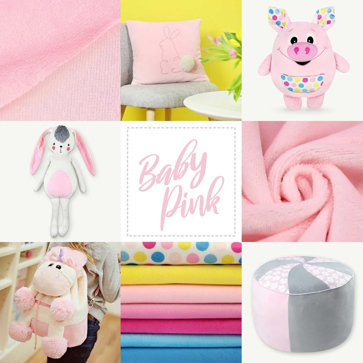 kullaloo Plush Fabric | Solid Baby Pink Minky Fabric for Sewing | Super Soft Cuddle Material | 39.5x29.5 | Plushies, Baby Blankets, Pillows, Dog Beds, Cat Beds, Beanies, Baby Accessories, Apparel