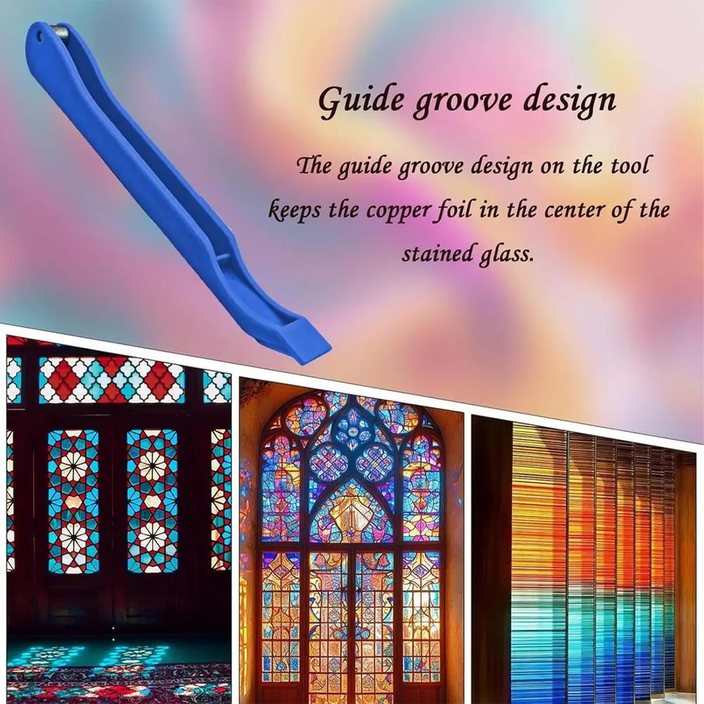Copper Foil Hand Foiler for Stained Glass, Stained Glass Hand Foiler Tool,Copper foil Dispenser,Blue Hand Foiler for 7/32" Copper Foil Tape,Stain Glass Tools and Supplies(Blue)