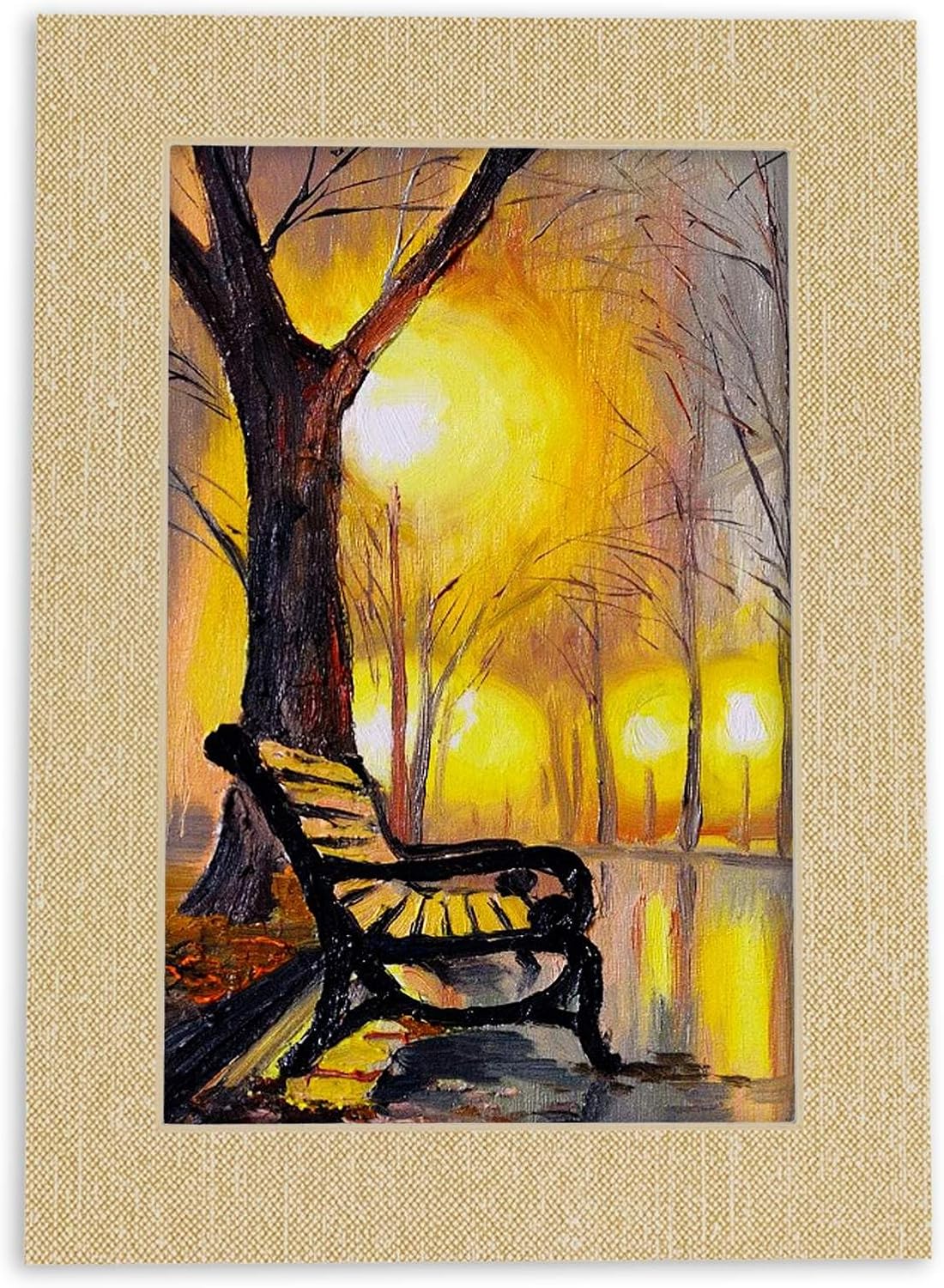 8.5x11 Mat Bevel Cut for 7x9 Photos - Acid Free Fresh Linen Canvas Precut Matboard With Backing Board and Crystal Clear, Self Seal Photo Mat Bag - For Pictures, Photos, Framing - 4-ply Thickness