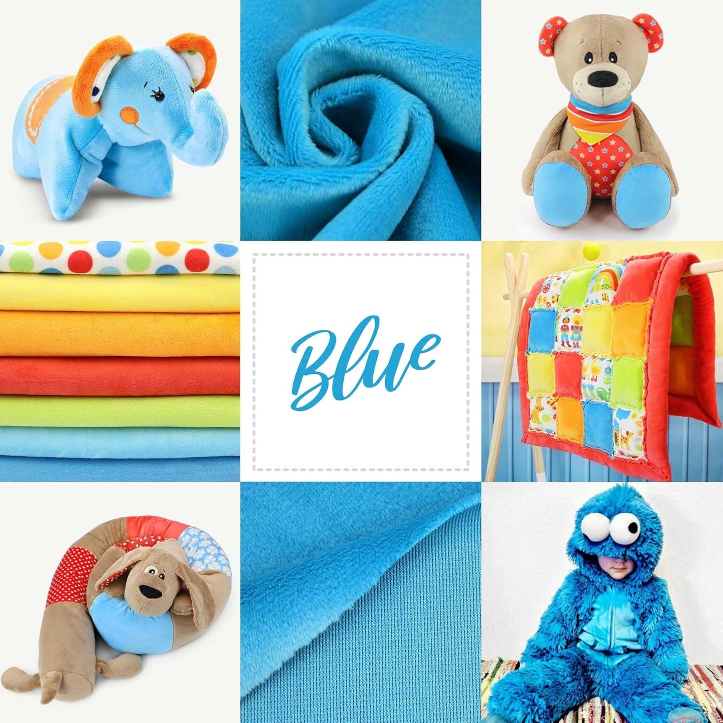 kullaloo Plush Fabric | Solid Blue Minky Fabric for Sewing | Super Soft Cuddle Material | 39.5x29.5 | Plushies, Baby Blankets, Pillows, Dog Beds, Cat Beds, Beanies, Baby Accessories, Apparel & More