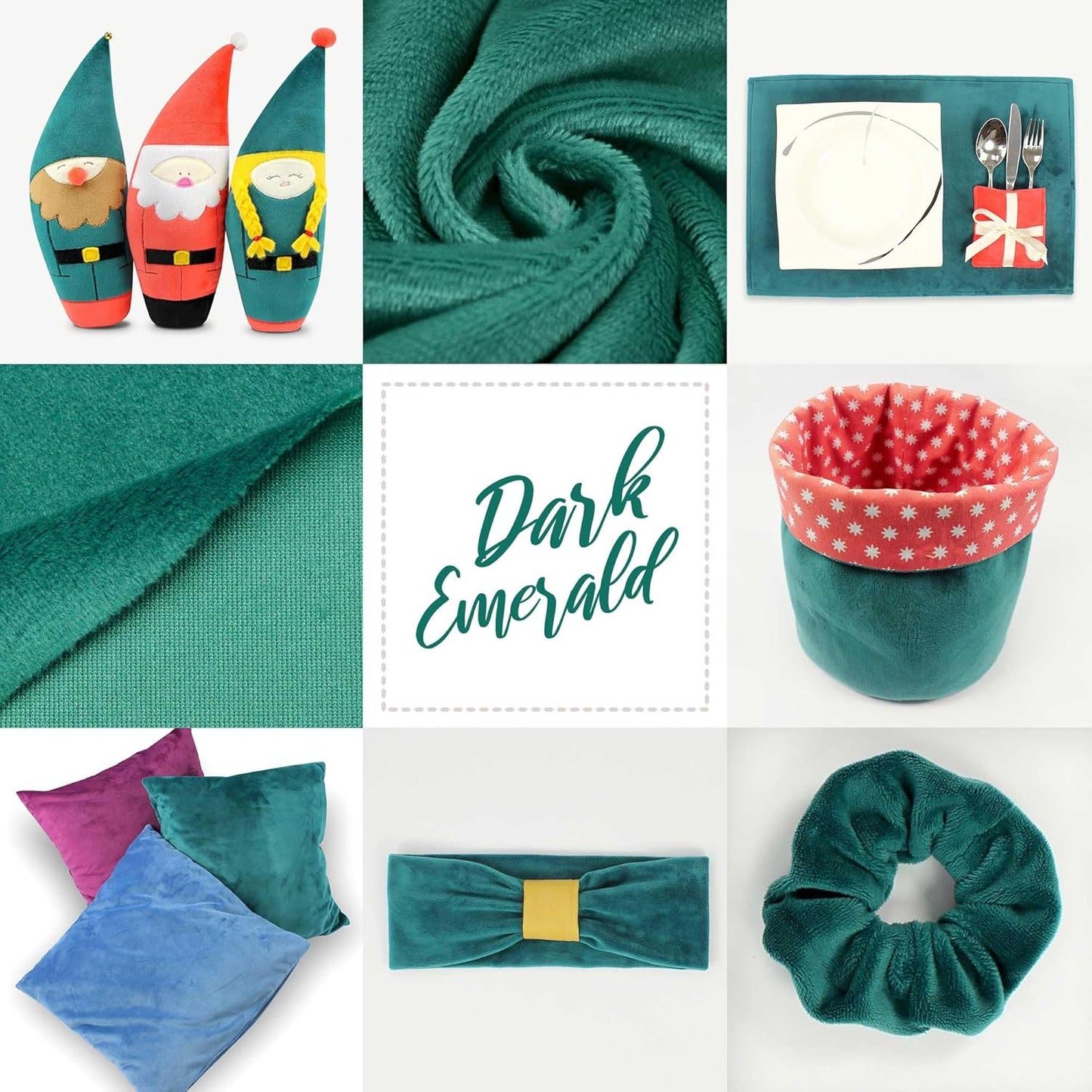 kullaloo Plush Fabric | Solid Dark Emerald Minky Fabric for Sewing | Super Soft Cuddle Material | 39.5x29.5 | Plushies, Baby Blankets, Pillows, Dog Beds, Cat Beds, Beanies, Baby Accessories, Apparel