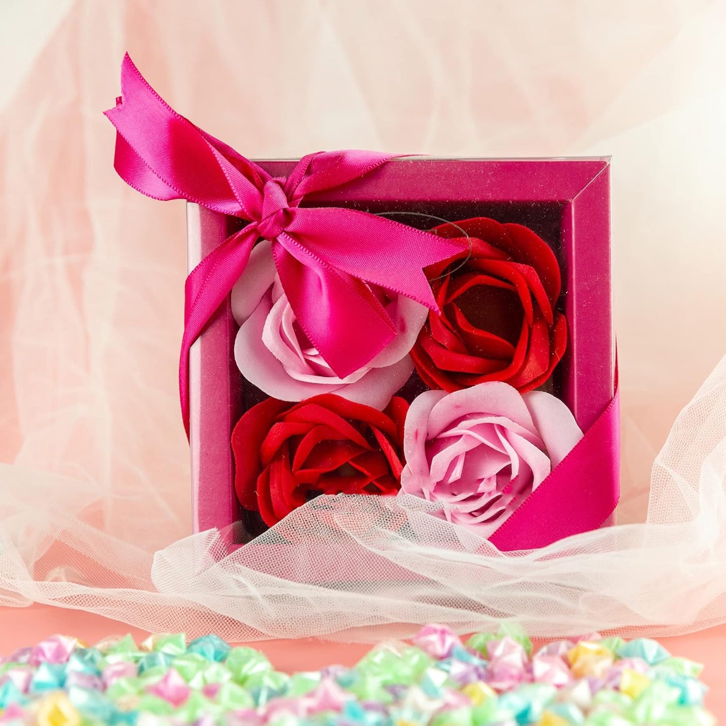 LIUYAXI Hot Pink Double Faced Satin Ribbon, 1/4" X Continuous 50 Yards, Thin Ribbons Perfect for Gift Wrapping Wedding Invitation Card Hair Bows Tag Floral Arrangement DIY Craft