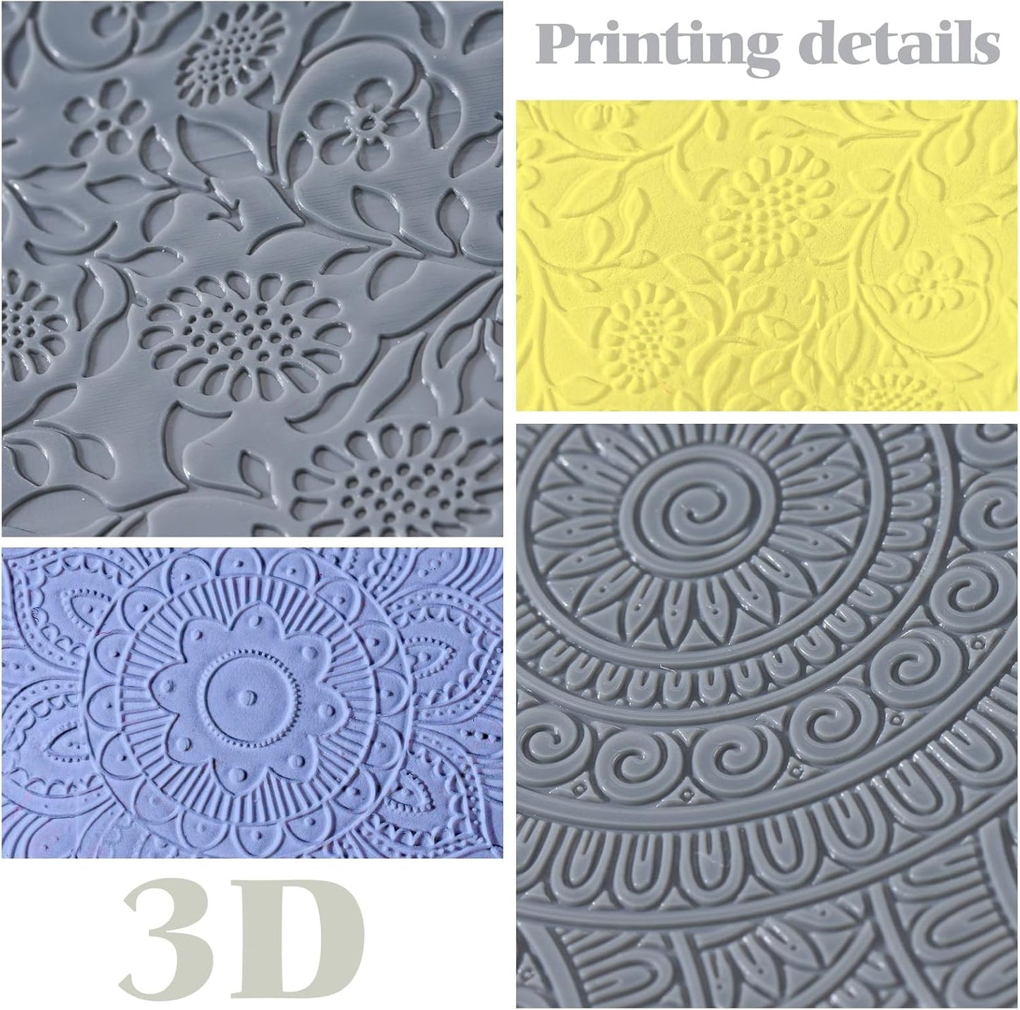 12 Pcs Polymer Clay Texture Sheets Mat Works with Polymer Clay Cutter Embossin Roller DIY Tools for Pottery Earrings Jewelry Making DIY Craft Supply
