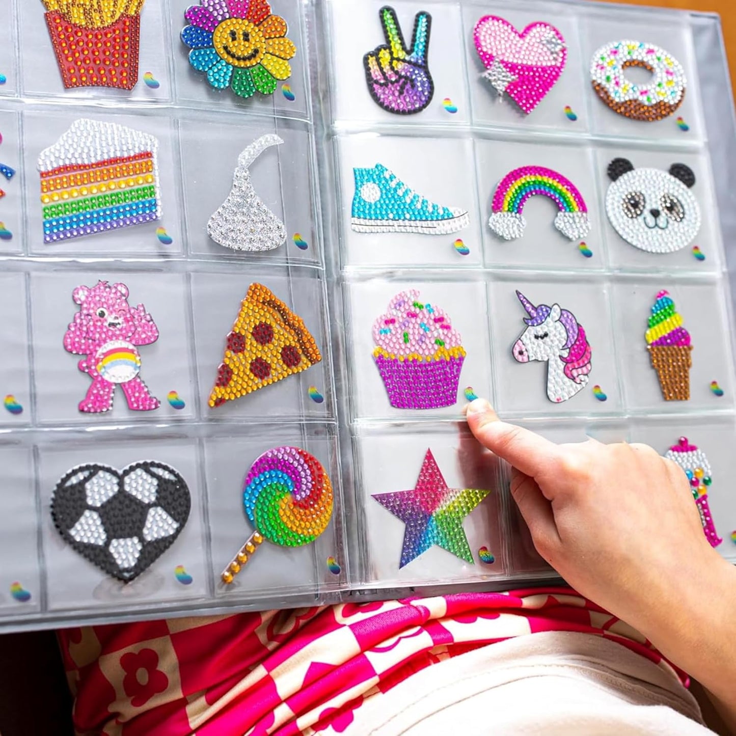 StickerBeans® Rhinestone Stickers – I Love Music 4-Pack, 2” x 2” Unique Sparkly Cut-to-Shape for Collecting, Trading, Decorating Laptops, Phone Cases, Scrapbooks - Kids, Teens, Adults