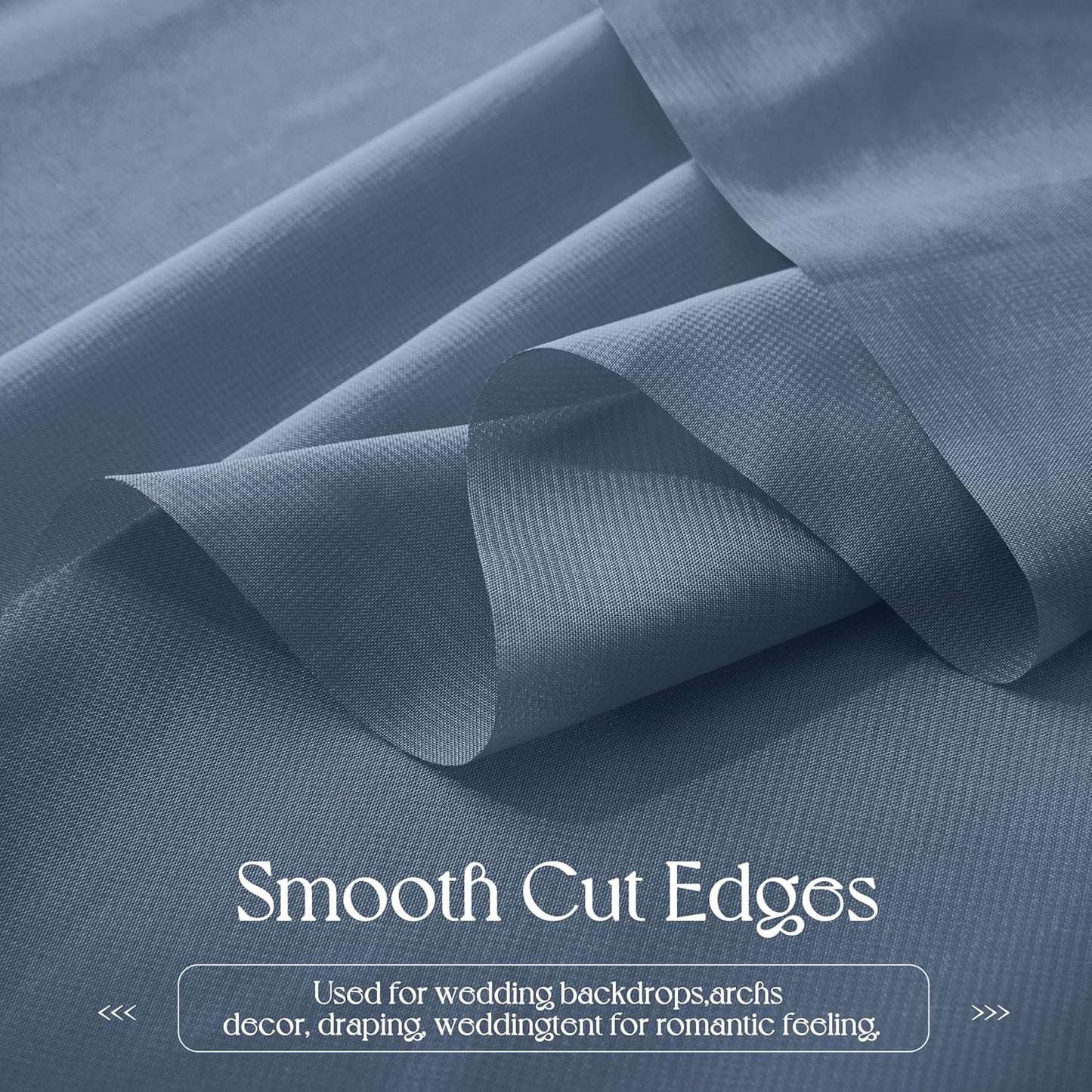 VACVELT Wedding Arch Draping Fabric Dusty Blue Chiffon, 1 Panel Sheer Drapes 30 Inch x 20ft Chiffon Backdrop Curtain Decor, Outdoor Sheer Drapery for Ceremony Party Ceiling