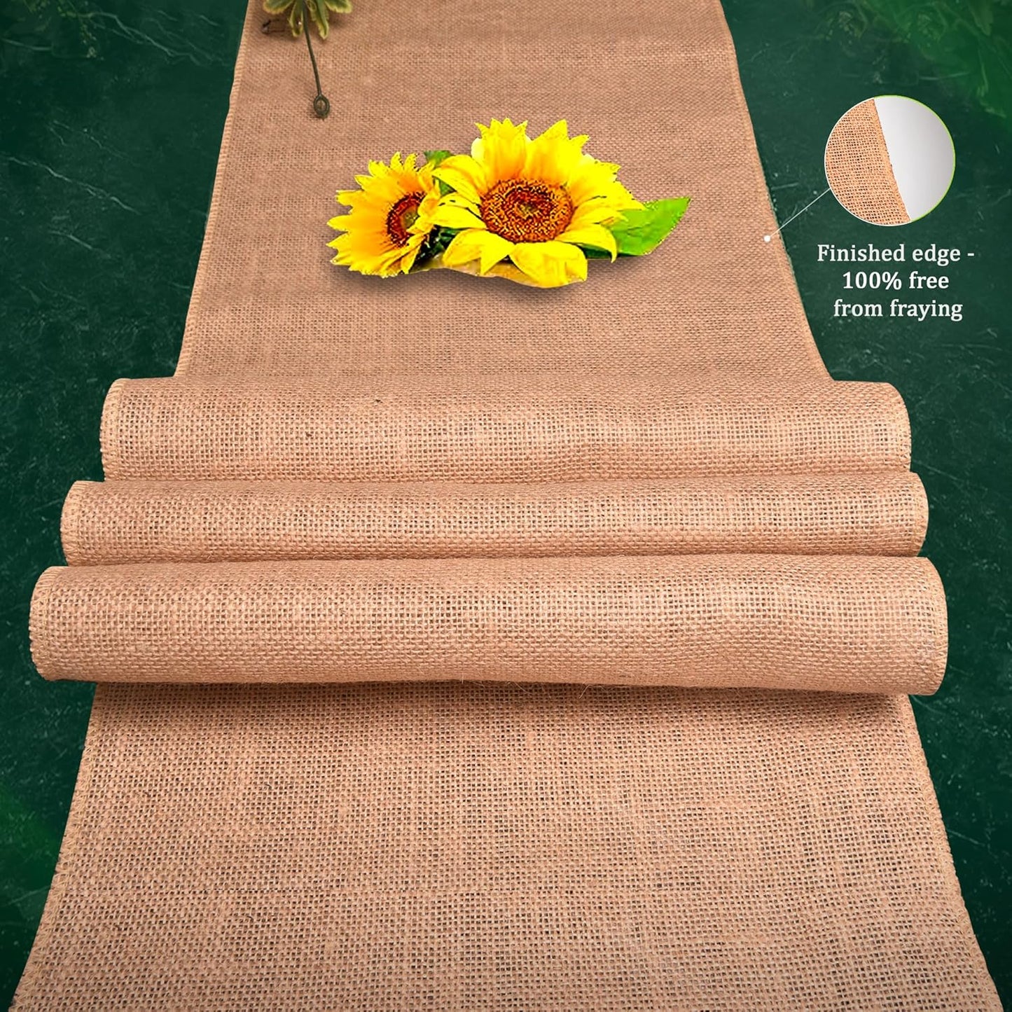 Burlap Table Runners (Pack of 6) – 14”x 108” - No-Fray Finished Edge Premium Quality Natural Table Runner – No Odor, Eco-Friendly Burlap Runner, Perfect for Rustic Table Decor and Other DIY Crafts