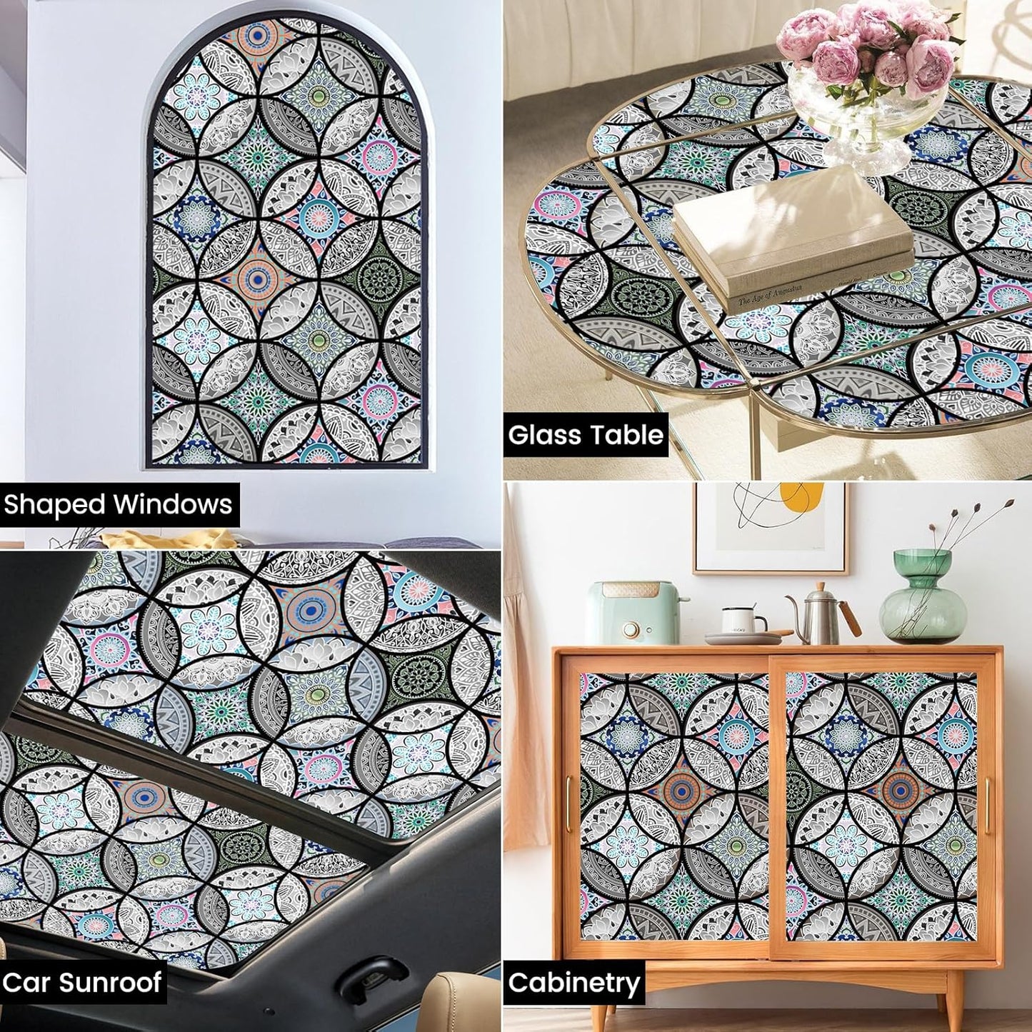DKTIE Static Cling Decorative Window Film with Installation Tools Non Adhesive Privacy Film Stained Glass Window Film for Bathroom Shower Door Heat Cotrol Anti UV 17.7 x 118.1 Inch