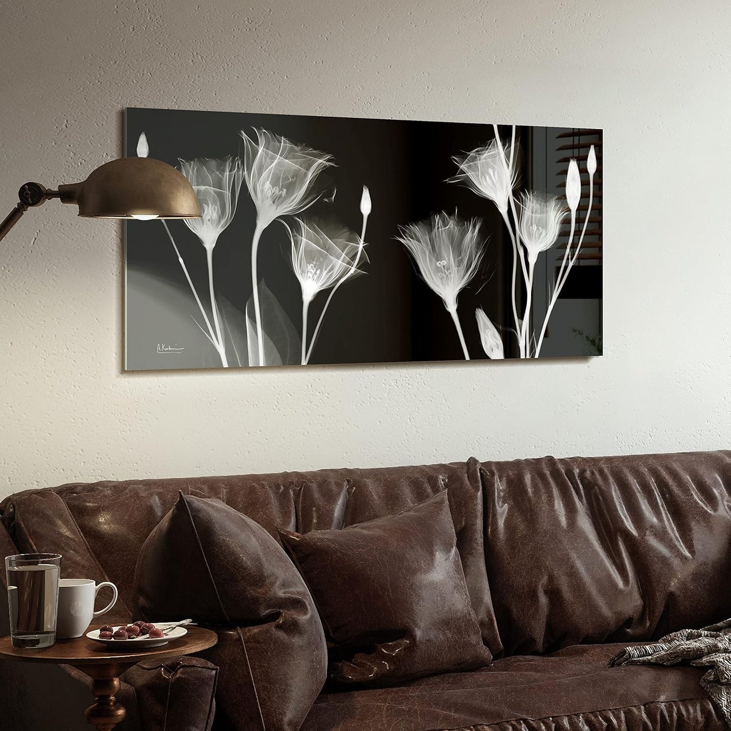 Empire Art Direct Frameless Free Floating Tempered Glass Panel Graphic Flower Wall Art Ready to Hang, 24" x 48", Gentian X-ray