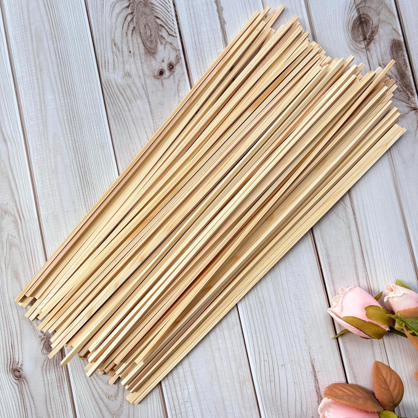 Square Wooden Dowel Rods Wood Sticks for Crafts 1/8"x 12", 100 PCS Square Wood Dowels Wooden Sticks for Crafting, Unfinished Pine Hardwood Sticks for Models Making Miniatures Woodworking Dollhouses