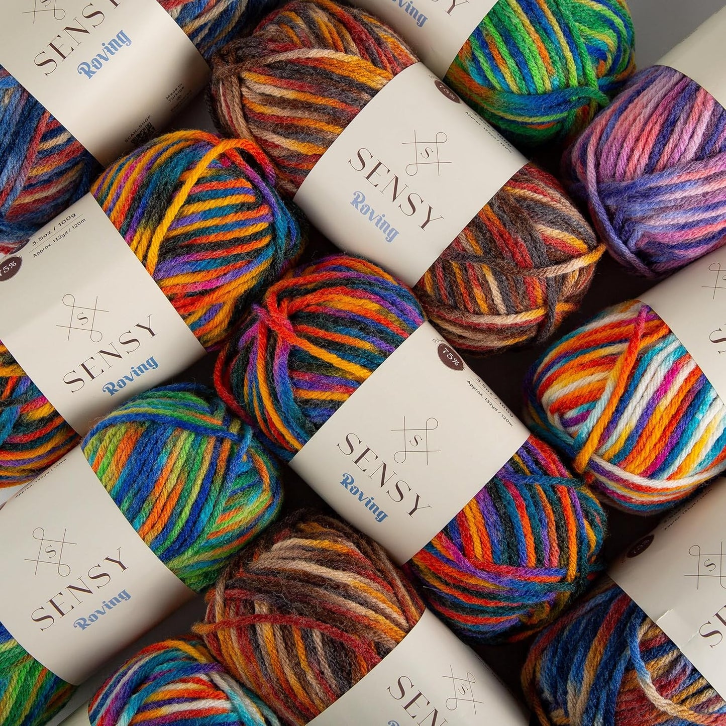Sensy Roving Multi Color Yarn, 3.5 oz, 132 Yards, Gauge 5 Bulky (Midnight)