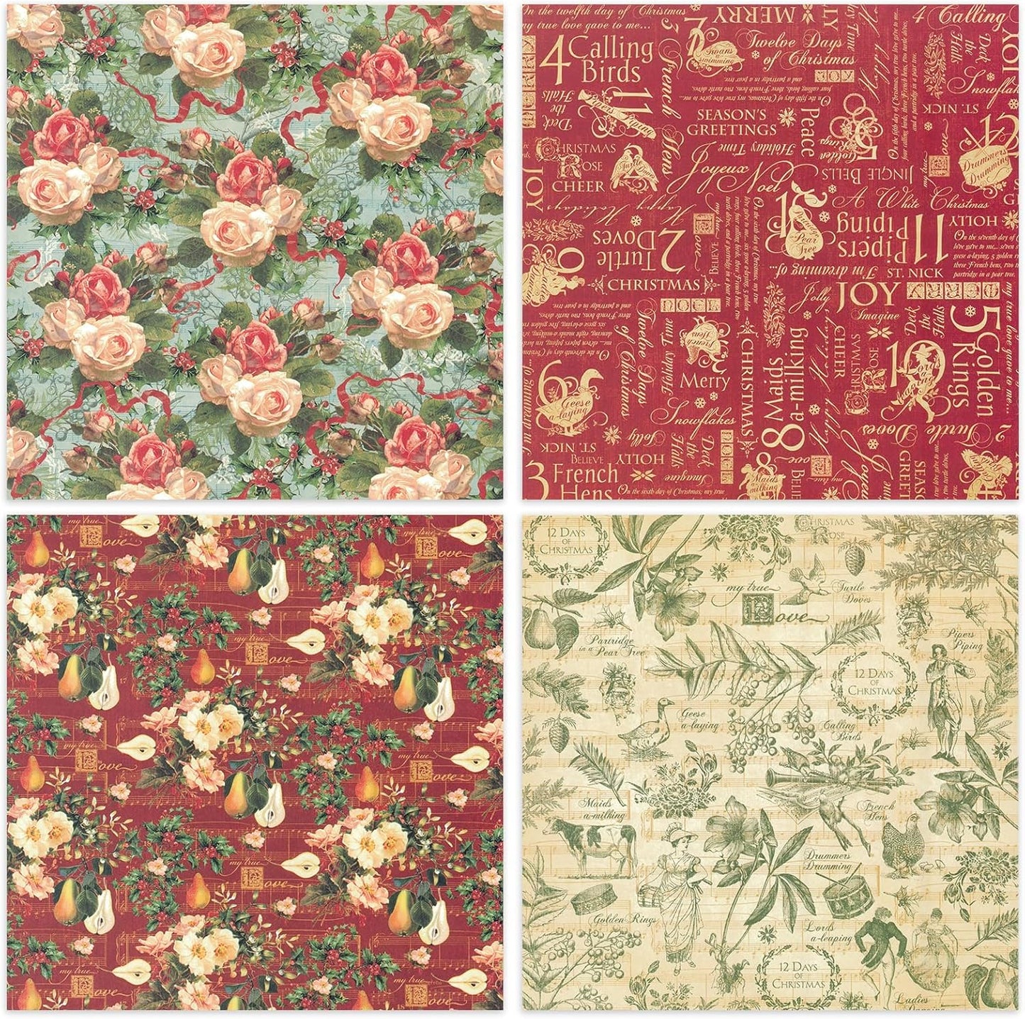 48 Sheets 24 Designs Scrapbook Paper Pad, 6"×6" Single-Sided Decopodge Craft Cardstock Paper,Scrapbooking DIY Decorative Background Cardmaking Supplies.Carols&Paintings