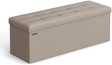 SONGMICS Storage Ottoman Bench, 43.3 Inches Folding Foot Rest Stool by SONGMICSbySONGMICSHOME