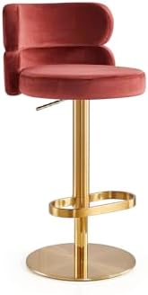 Modern Velvet Bar Stool, Swivel Adjustable Height Kitchen Counter Stool - Image 5