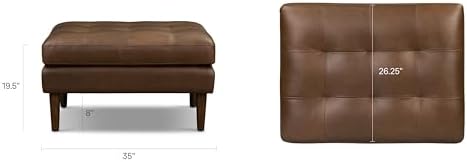 Poly & BARK Napa Ottoman in Cocoa Brown – Modern Upholstered Ottoman - Image 2