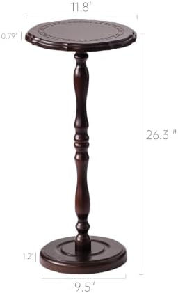 26.3” High Round Side Table, 100% Solid Wood Small Drink Table - Image 3