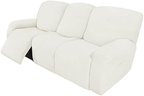 Easy-Going 8 Pieces Recliner Couch Stretch Sofa Slipcover Cream by Easy-Going