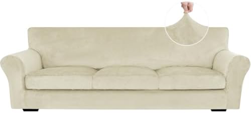 XINEAGE 4-Piece Velvet Oversize Sofa Cover, Couch Covers by XINEAGE
