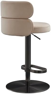 Modern Velvet Bar Stool, Swivel Adjustable Height Kitchen Counter Stool - Image 5