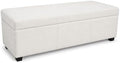 SIMPLIHOME Avalon 48" Wide Fabric Storage Ottoman in Alabaster Ivory by SimpliHome