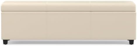 SIMPLIHOME Avalon 54" Wide Vegan Leather Storage Ottoman in Satin Cream - Image 6