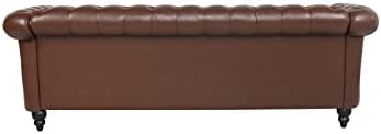 ORRD Chesterfield Sofa Leather, Modern PU Tufted Couch 3 Seater - Image 6
