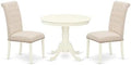 East West Furniture ANBR3-LWH-02 3 Piece Dining Table Set Contains a Round by EastWestFurniture