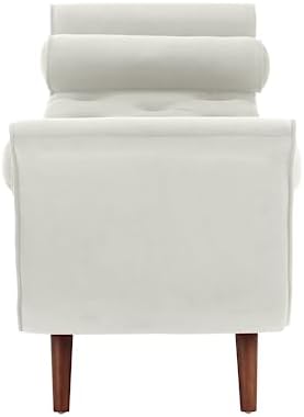 End of Bed Storage Bench for Bedroom, Upholstered Rolled Armed Button Tufted - Image 6
