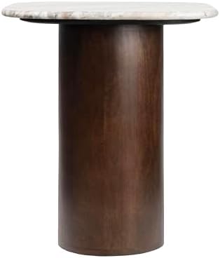 JONATHAN Y Milos 18" Square Natural Marble Pedestal Accent Table - Image 5