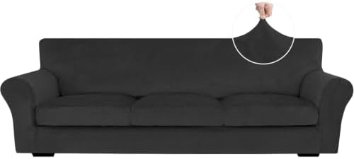 XINEAGE 4-Piece Velvet Oversize Sofa Cover, Couch Covers by XINEAGE