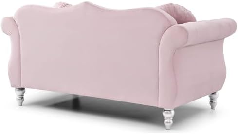 HomeStock Velvet Loveseat, Dark Gray - Image 6