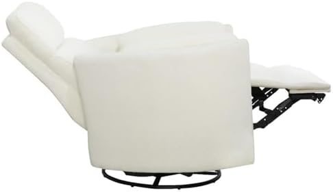 Pemberly Row Modern White Fabric Power Swivel Glider Recliner - Image 6