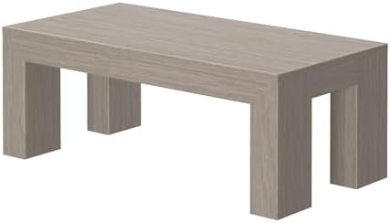 Plank+Beam Modern Coffee Table, 40 Inch, Rectangular, Seashell Wirebrush - Image 4