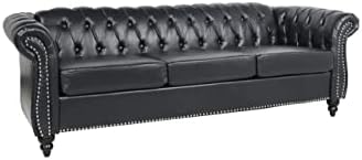 LEVNARY Chesterfield Sofa, Classic Tufted Upholstered Leather Couch, Modern 3 - Image 6