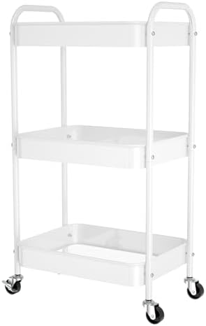 3-Tier Rolling Cart, Metal Utility Storage Carts - Image 7