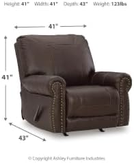 Signature Design by Ashley Colleton Leather Rocker Recliner, Dark Brown - Image 3