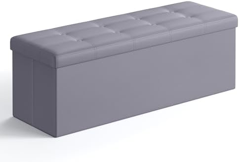 SONGMICS Storage Ottoman Bench, 43.3 Inches Folding Foot Rest Stool by SONGMICSbySONGMICSHOME