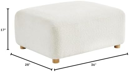 Modern Sherpa Boucle Ottoman, Comfy Modular Cloud Couch Ottoman, Cream White - Image 3