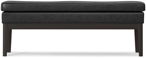 SIMPLIHOME Carlson 45" Wide Vegan Leather Rectangle Ottoman in Black - Image 5