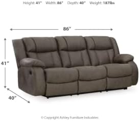 Signature Design by Ashley Manual Reclining Sofa Couch, First Base - Image 2