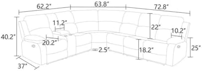 Reclining Sectional Sofa Set, L Shaped Recliner Couch - Image 2