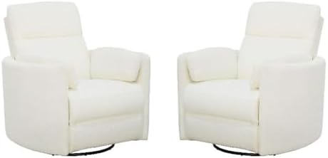 Pemberly Row Modern White Fabric Power Swivel Glider Recliner by PEMBERLYROW