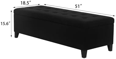 Ottoman with Storage 51" Linen Fabric Storage Ottoman Bench - Image 2