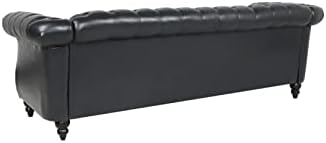 Chesterfield Sofa Leather, Modern PU Tufted Couch 3 Seater - Image 6